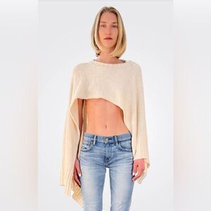 Isabel Benenato asymmetrical sweater cape cardigan in ivory NWT one size